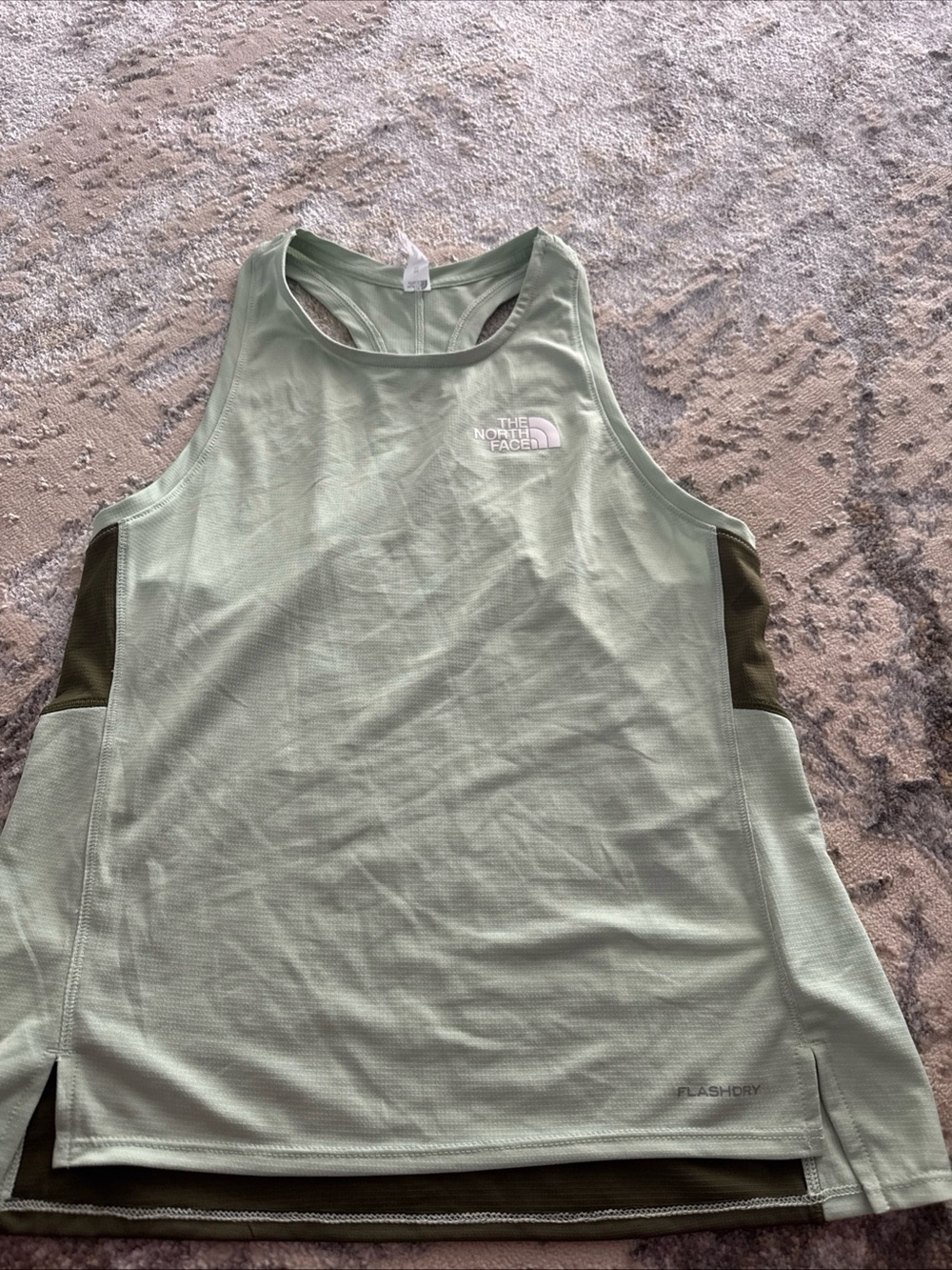 The North Face Light Sage Green Performance Tank with Olive Panels